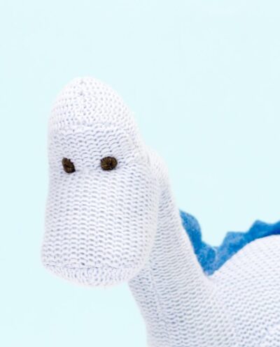 Blue Knitted Diplodocus Rattle