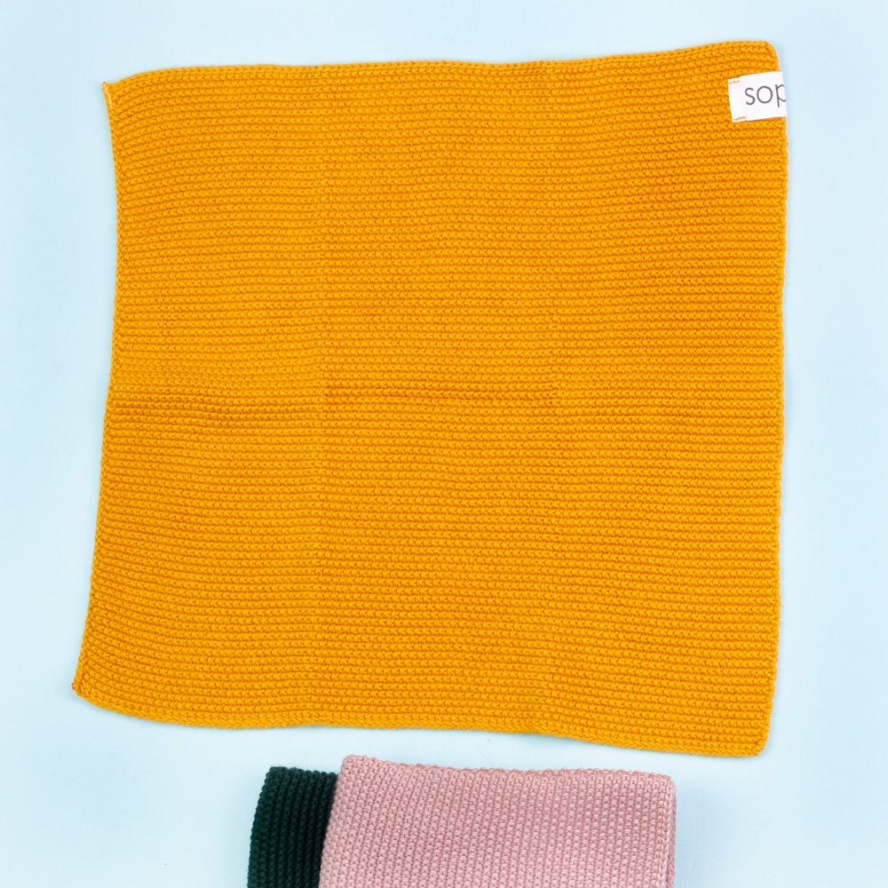 Re-Useable Dishcloths: Pink/ Green/ Mustard Re-Useable Dishcloths: Pink/ Green/ Mustard