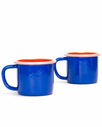 Colorama Enamel Mug | Electric Blue & Soft Pink