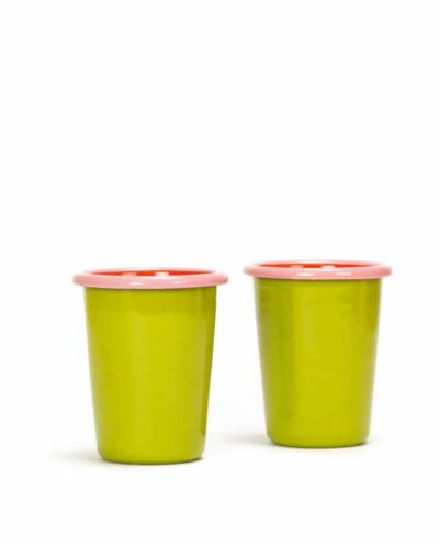 Colorama Enamel Tumbler | Chartreuse & Coral