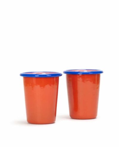 Colorama Enamel Tumbler | Coral & Electric Blue