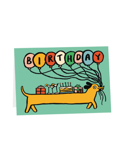 Birthday Sausage Dog Presents Card