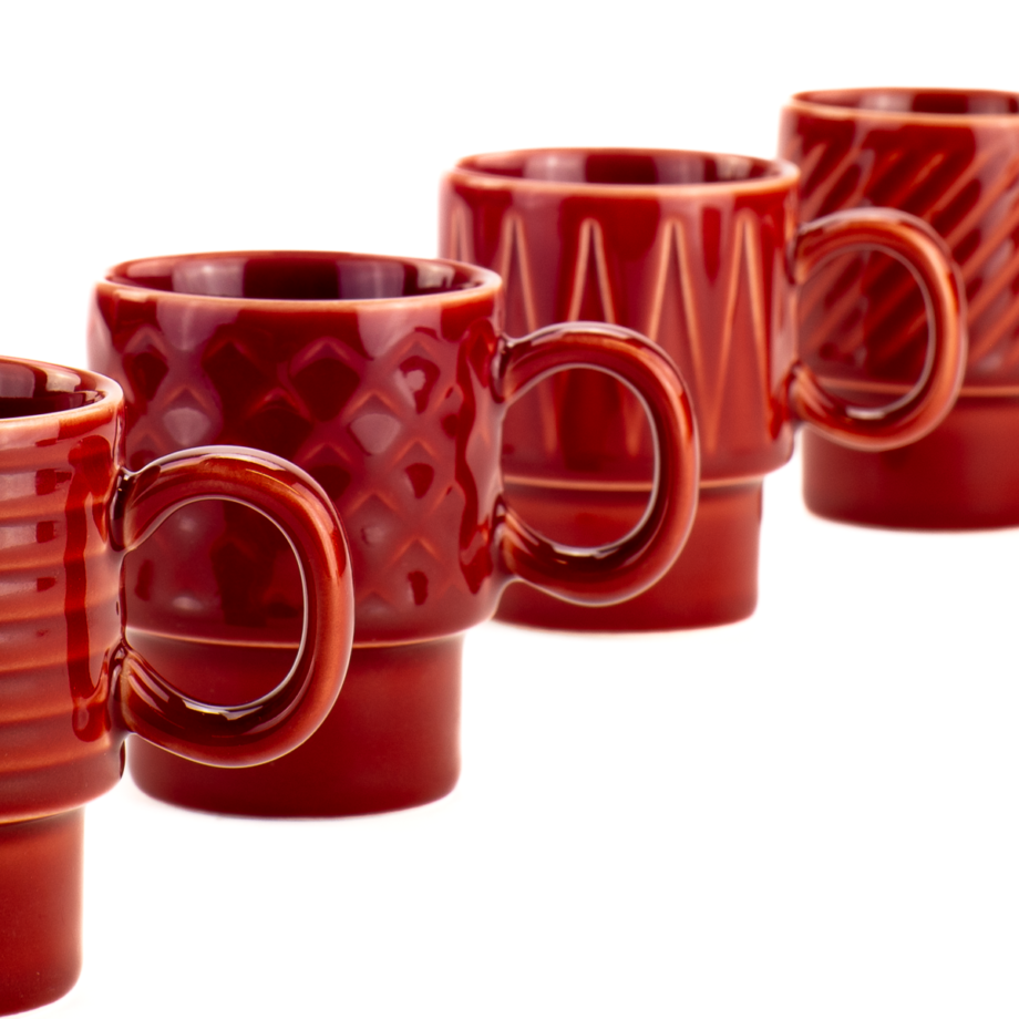Geo Red Espresso Mugs EyeMindHeart-Product-8