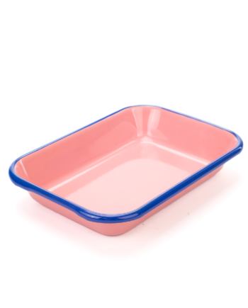 Colorama Baking Dish | Soft Pink &  Electric Blue Rim