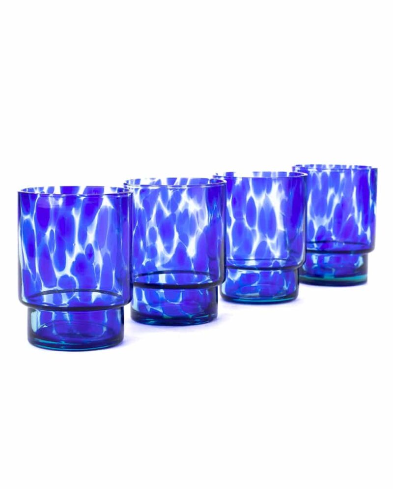 Tortoise Blue Glasses (Set of 4)