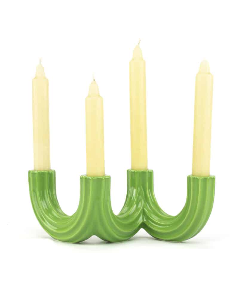 Candle holder churros green