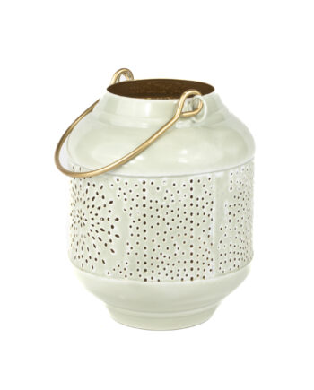 Enamel tealight lantern - Light grey