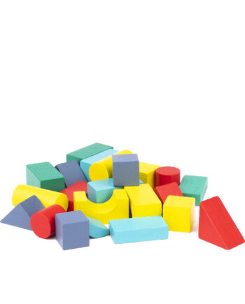 Wooden Building Blocks in a tin