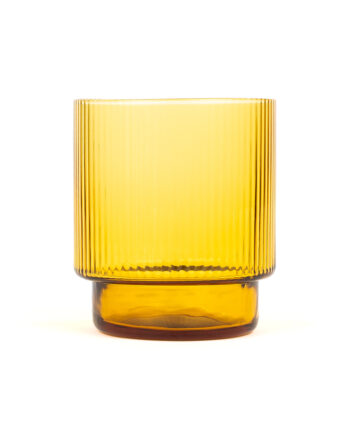Ribbed glass tumbler | Amber