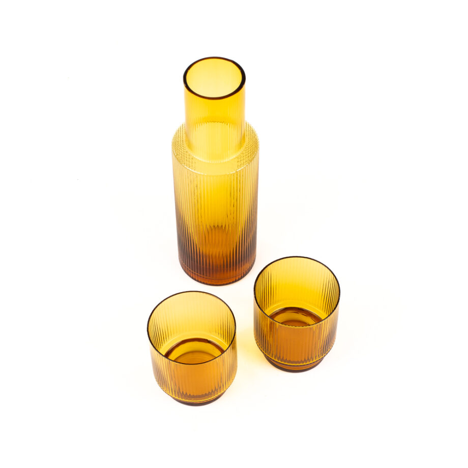 Ribbed Glass Carafe | Amber • Rex