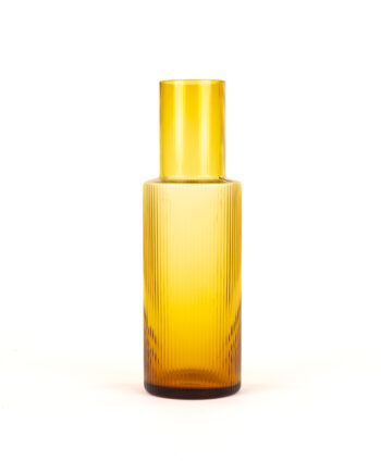 Ribbed glass carafe | Amber